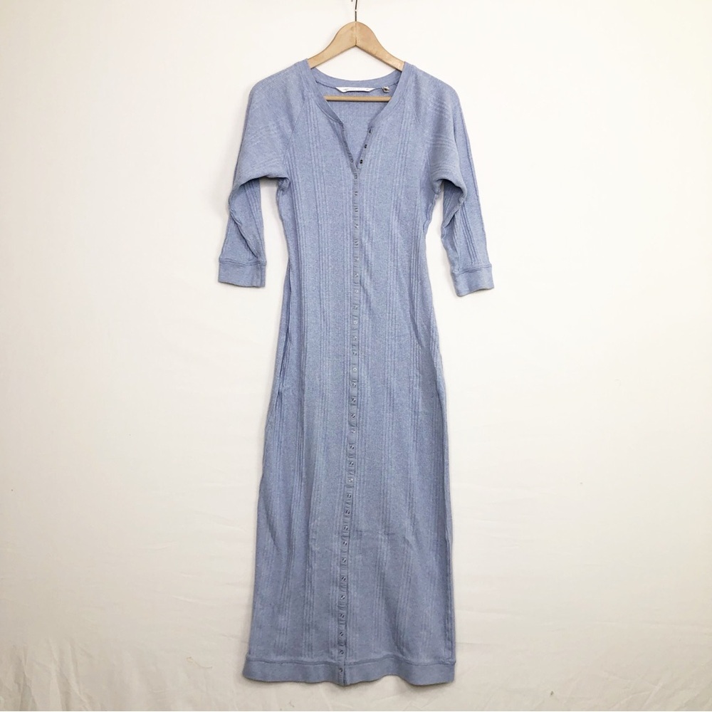 Victoria Secret  vintage Light Blue Henley lounge Maxi Button-Front Dress